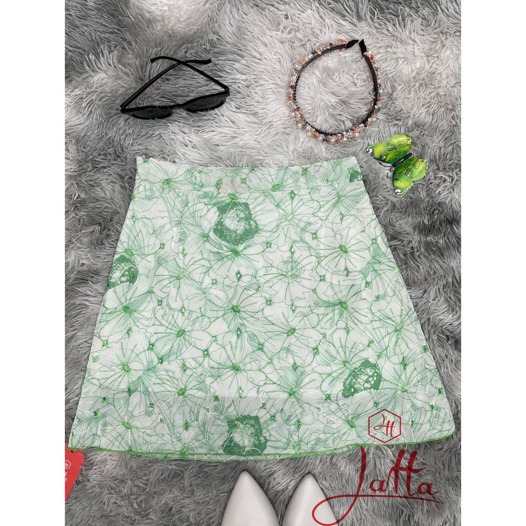 Chân váy ngắn thêu họa tiết hoa xinh xắn -ảnh thật 4 màu