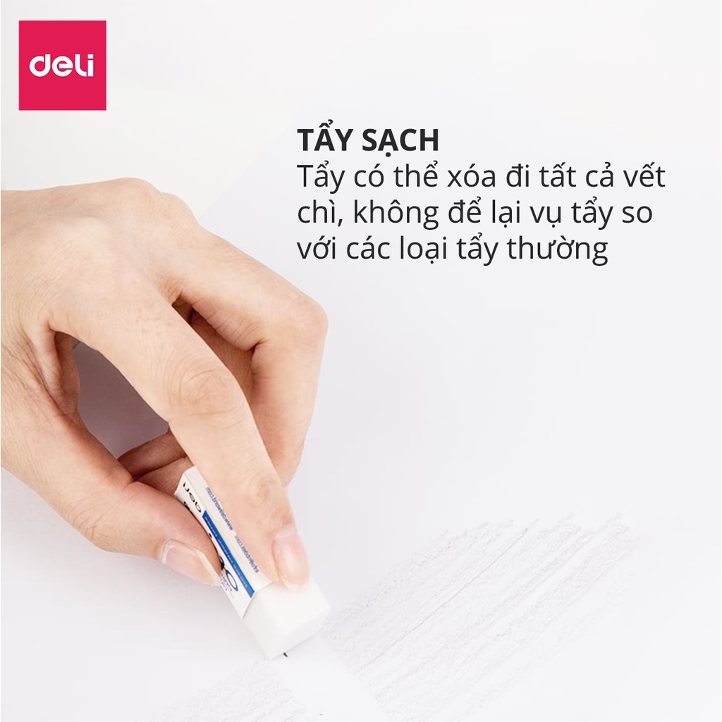 Gôm Tẩy Deli -Trắng - Phù hợp thi trắc nghiệm - 1 chiếc / 2 chiếc - EH03010 / EH00110