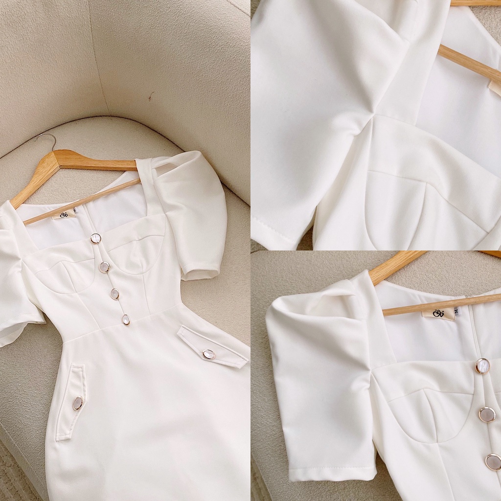 Đầm Cổ Vuông Tay Phồng Chât Kaki Mềm Váy Dự Tiệc Sang Trọng Thiết Kế Chuẩn Form Cao Cấp- MIRA Fashion
