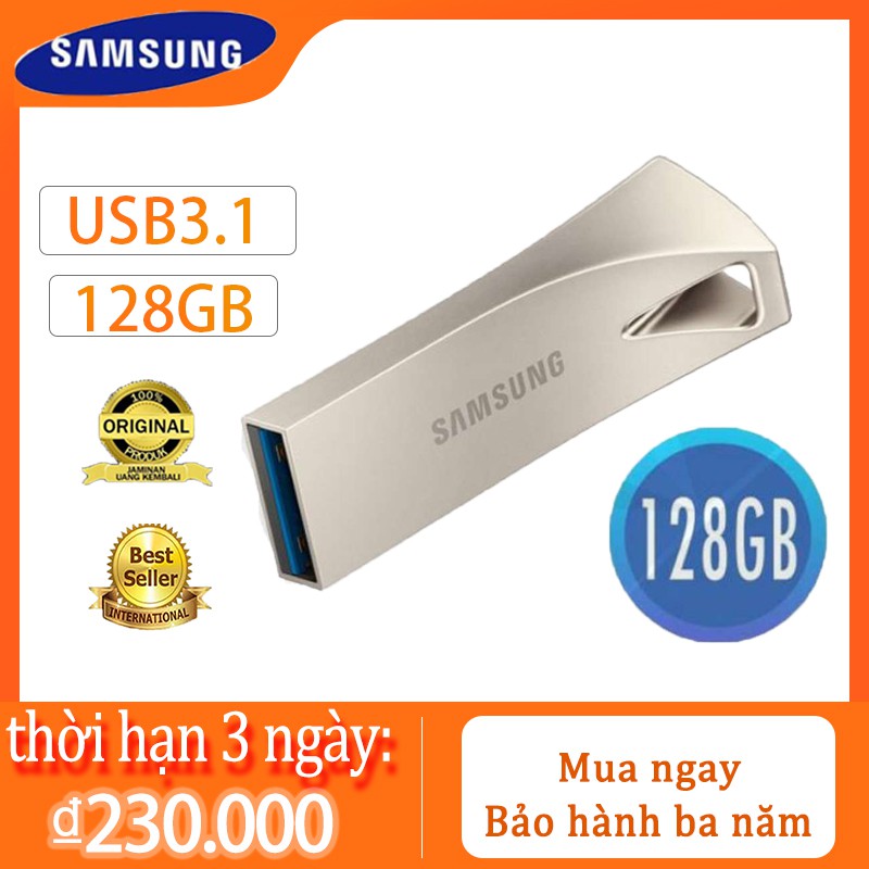 USB 3.1/3.0 Samsung Flash Drive Ultra Bar Plus 128GB 300Mb/s - Bạc