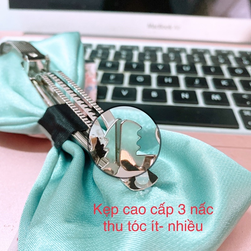 Kẹp tóc nơ hoa phối satin handmade cao cấp TÍM  STORE phụ kiện búi tóc nữ phong cách hàn quốc
