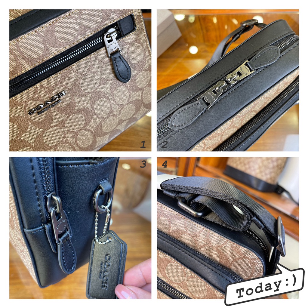 Túi đeo chéo nam da thật thời trang cao cấp Coach phong cách trẻ trung, thời thượng