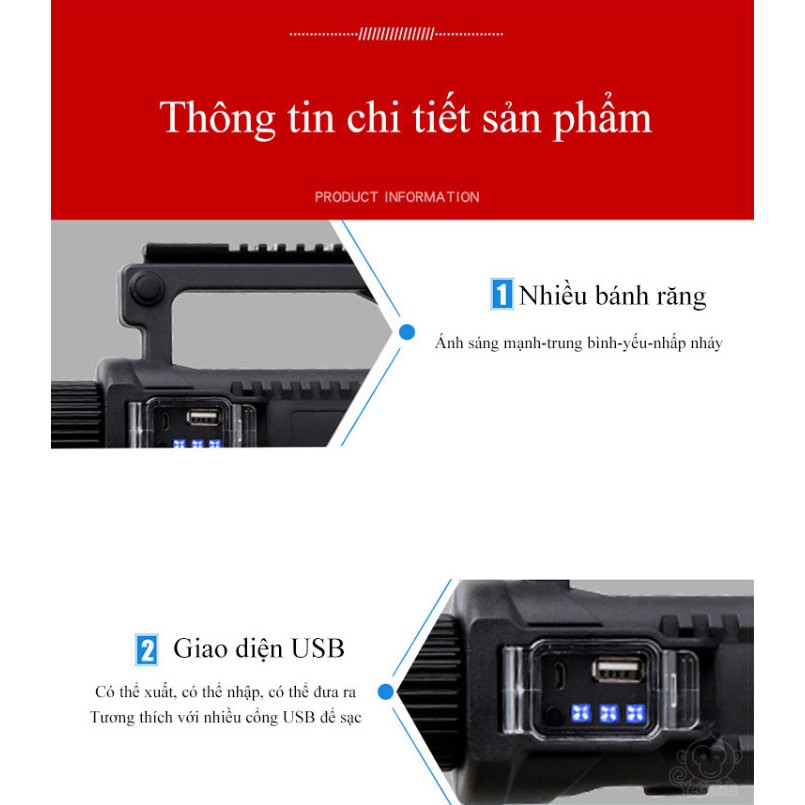 Đèn Pha Cầm Tay tầm xa HighPower Lithium 8000mAh - Home and Garden