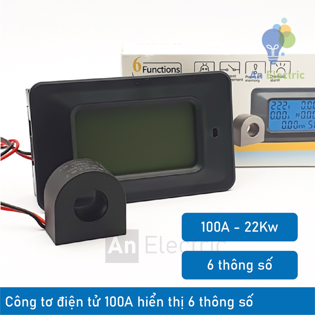 Công tơ điện tử 1 pha P06S-100 100A hiển thị 6 thông số: Điện năng tiêu thụ công suất điện áp dòng tải tần số