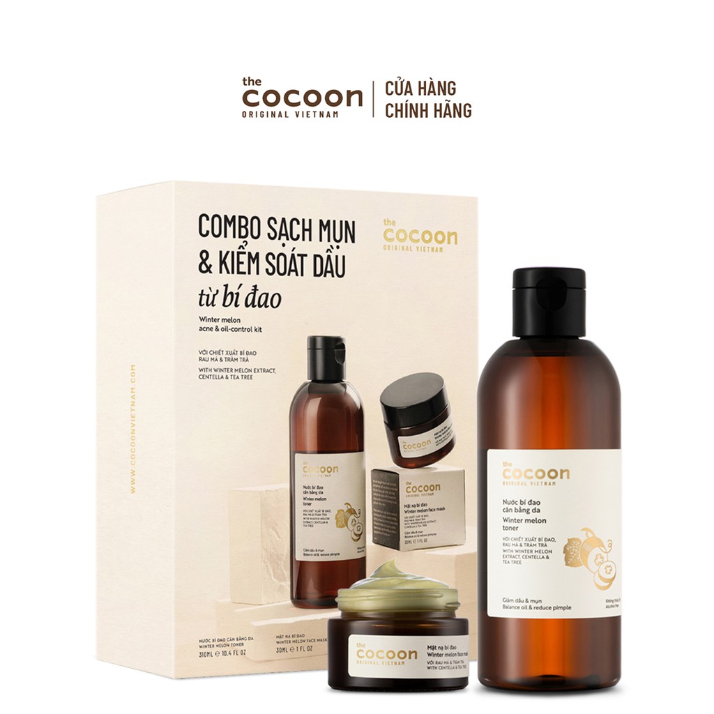 SPECIAL COMBO Sạch Mụn Và Kiểm Soát Dầu Từ Bí Đao Cocoon: Nước bí đao cân bằng da 310ml + Mặt nạ bí đao 30ml | BigBuy360 - bigbuy360.vn