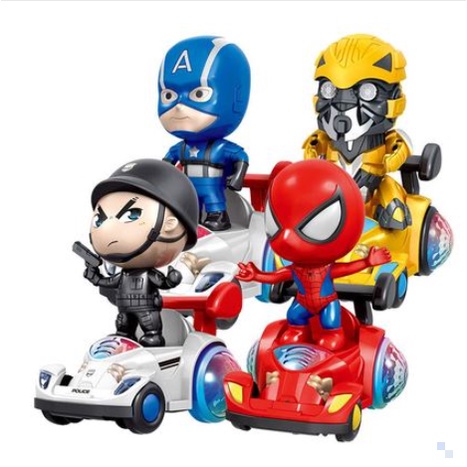 [Hàng mới về] Đồ chơi Spider man, Captain, Cảnh sát chạy xe cân bằng Xoay tròn Phát Sáng Phát Nhạc