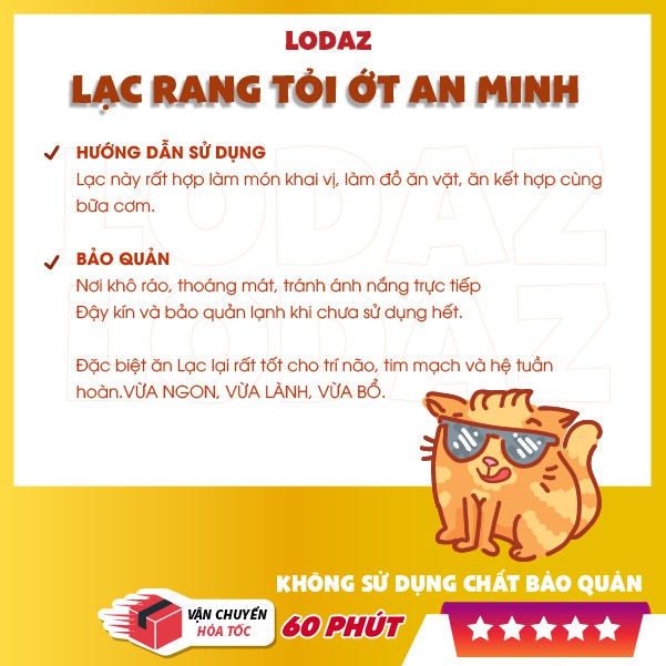 Đậu phộng(lạc rang) tỏi ớt An Minh hạt to tròn,ăn bùi ngậy tốt cho trí não, tim mạch ( hộp 200g)- Lodaz Sweet