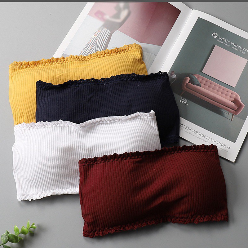 Áo lót ống phối ren bằng cotton thoáng khí dành cho nữ | BigBuy360 - bigbuy360.vn