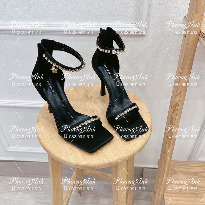 Sandal Versac Quai Đá Ngang Mũi Vuông Full Size 35-39