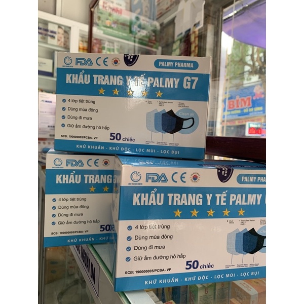 KHẨU TRANG Y TẾ PALMY PHARMA G7 4 Lớp kháng khuẩn hộp 50c