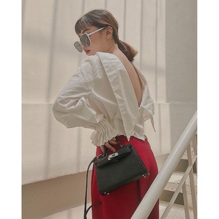 (HÌNH THẬT) Áo Lụa Cổ Sơ Mi Ngược TULO (TRẮNG)