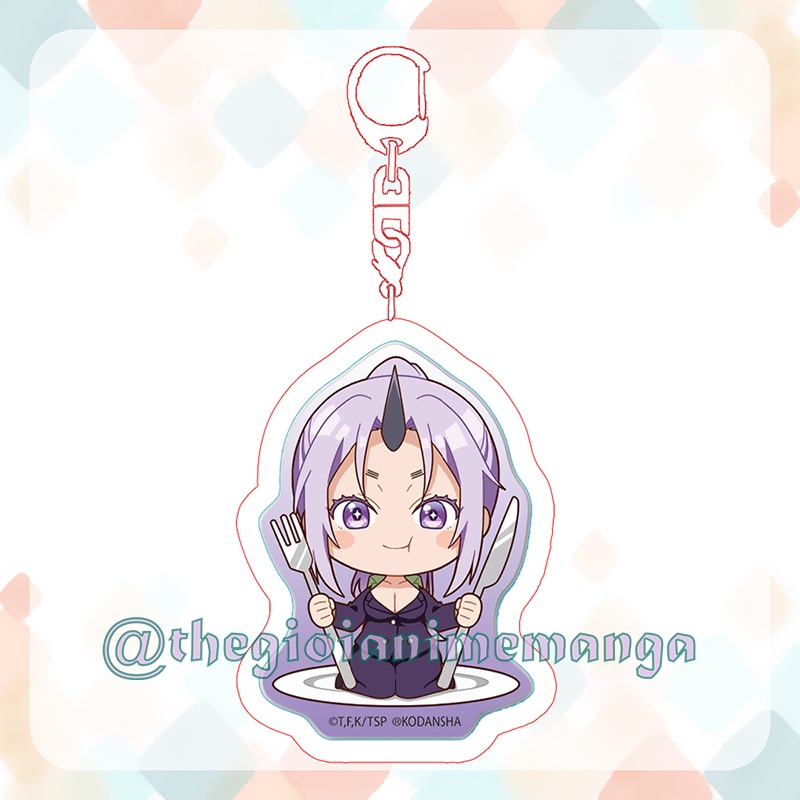 ( Mica trong acrylic ) Móc khóa Chuyển Sinh Thành Slime Tensei-shitara Slime datta Ken ver ĂN UỐNG anime chibi xinh xắn