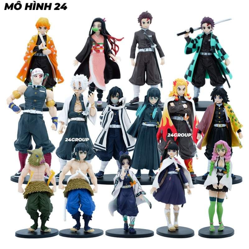 Mô hình nhật vật Kimetsu No Yaiba 15cm Tanjiro Zenitsu Nezuko Inosuke Thủy trụ Viêm trụ và các nhân vật khác