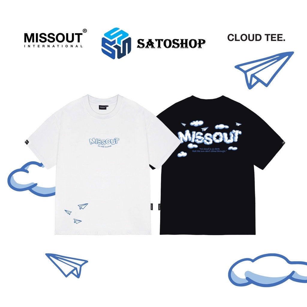Áo Thun MISSOUT CLOUD Mây , Tee local brand Miss Out Mây tay lỡ form rộng nam nữ full tag size M L XL Sato Shop