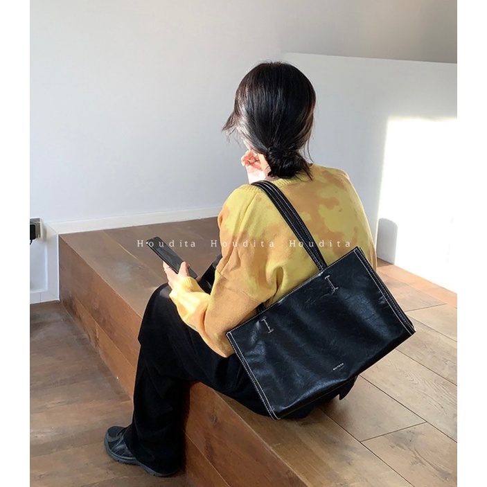 Túi xách nữ cao cấp công sở bản to đeo được 2 mặt hời trang đi làm, đi học đựng vừa A4 laptop - HOUDITA - STCSCD001