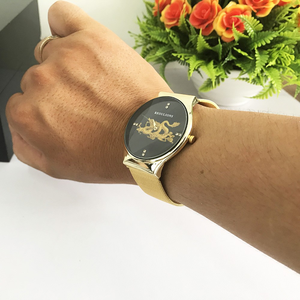 (FULL BOX) Đồng Hồ Nam Mặt Rồng REOULIONS Dây Thép mành Phiên Bản Doanh Nhân + Hộp và pin cao cấp | BigBuy360 - bigbuy360.vn