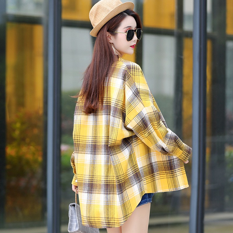 Áo Sơ Mi SixSisters Kẻ Sọc Ca Rô Vải Mỏng Thời Trang Xuân Thu 2021 Cho Nữ