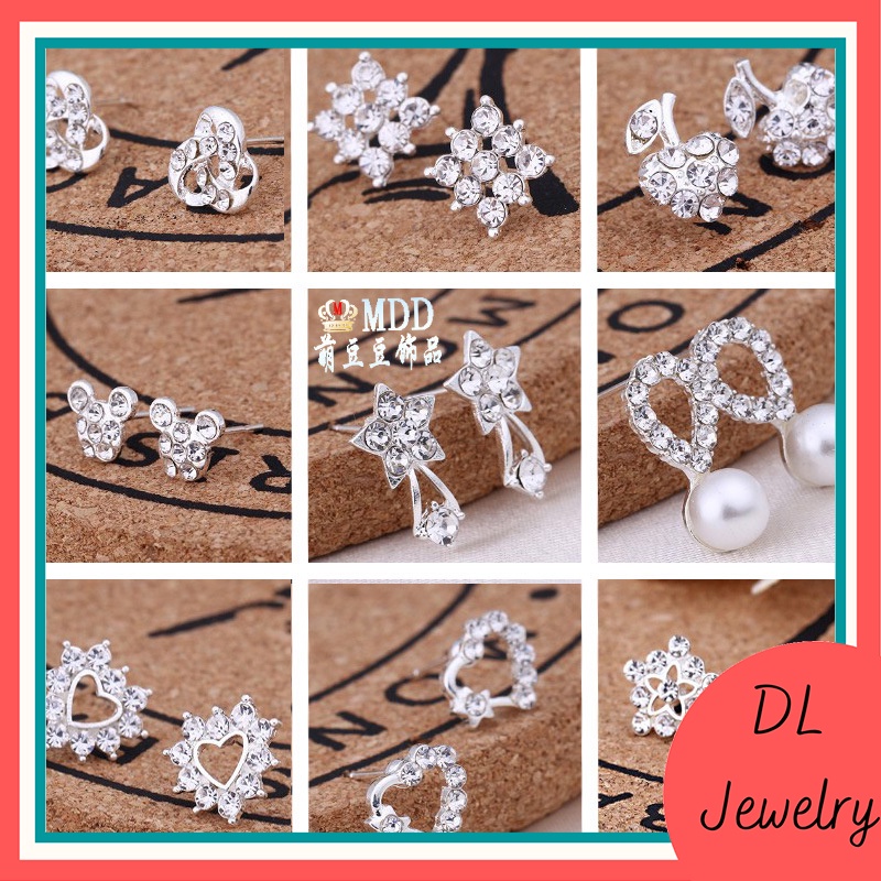 Bông Tai Hàn Quốc DL.Jewelry Khuyên Tai Đính Đá Siêu Xinh