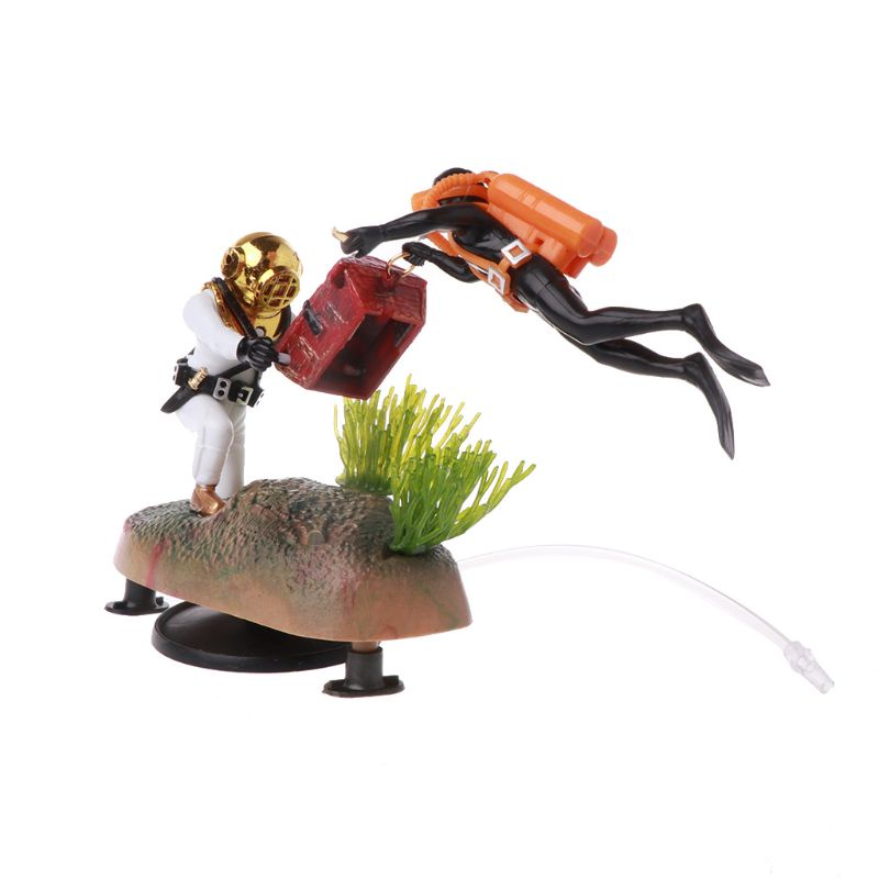 Lucky Tượng Resin Thợ Săn Kho Báu Với Ống Khí Trang Trí Bể Cá