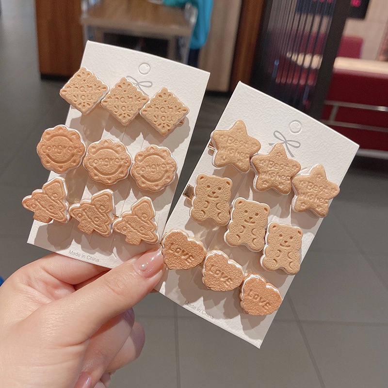 Kẹp Tóc Mỏ Vịt Hình Bánh Quy Hoạt Hình Dễ Thương