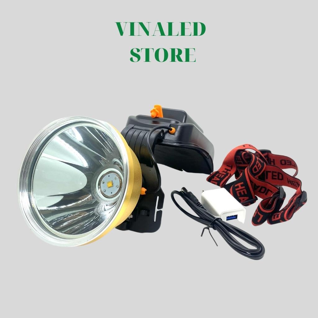 Đèn pin đội đầu siêu sáng K600 đèn có báo pin, cổng USB chóa lớn 10cm, 6 pin siêu khủng sáng liên tục 16h