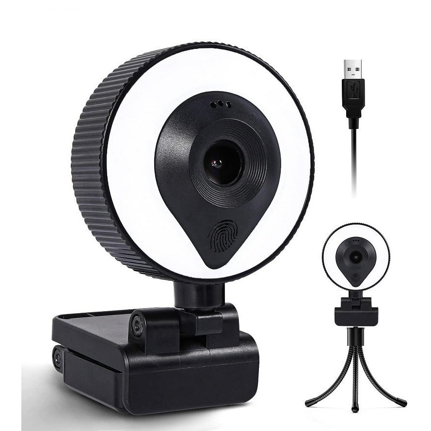 Webcam Máy Tính Có Đèn Trợ Sáng, Hình Ảnh Chân Thực Cực Nét 1080P, Hỗ Trợ Học Online