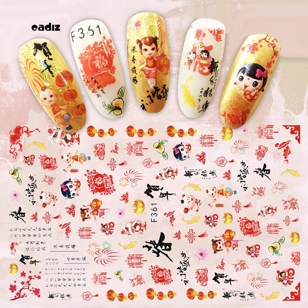 Sticker dán móng tay chúc mừng năm mới kiểu Trung Hoa