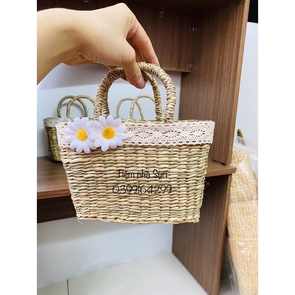 Kho bán sỉ mẫu túi cói đan dày mini dùng để chụp ảnh,decor phòng