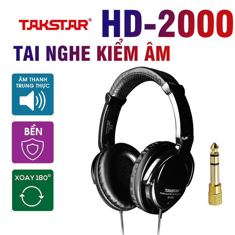 Tai nghe kiểm âm TAKSTAR HD2000, Tai nghe chụp tai, BẢO HÀNH 12 THÁNG