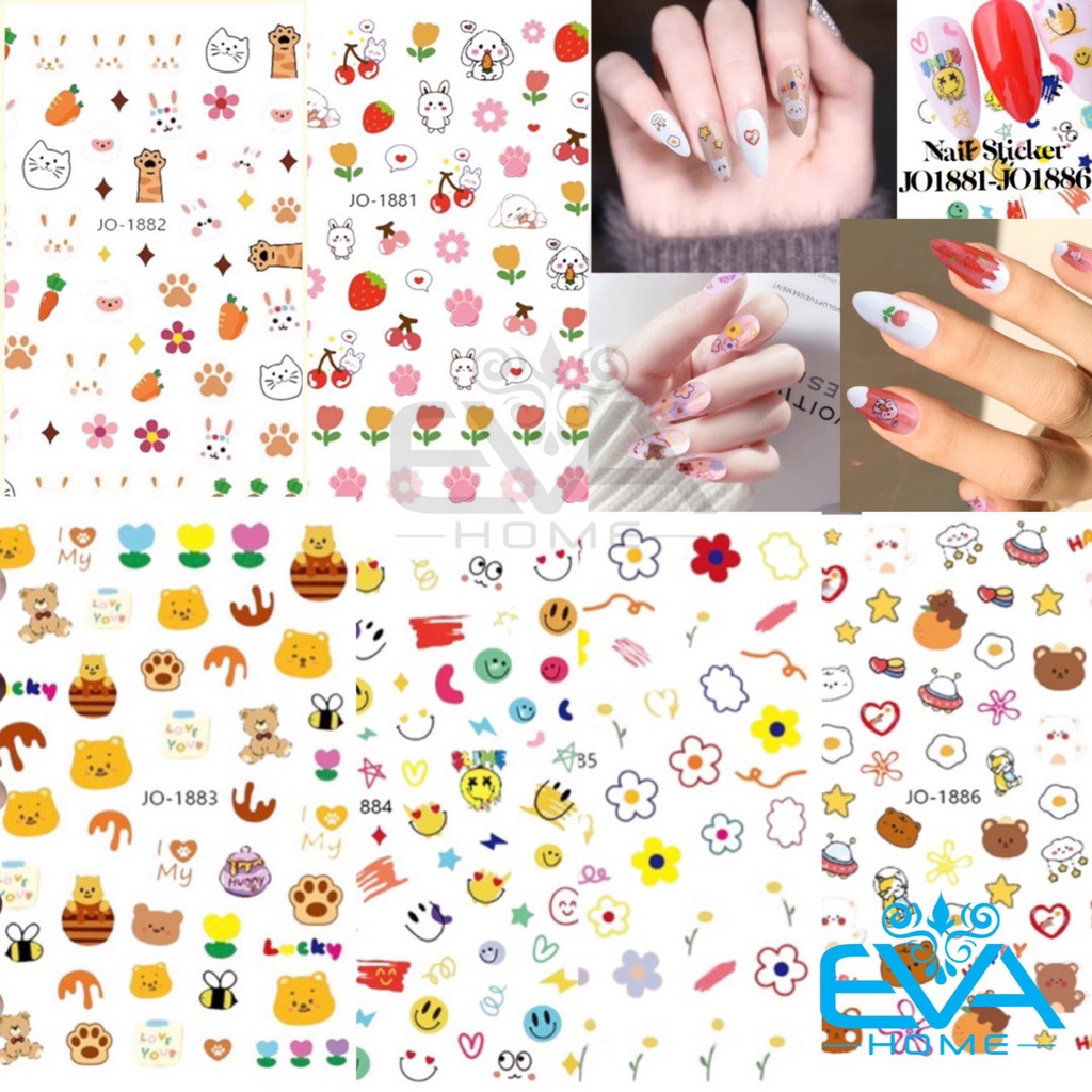 Sticker Dán Móng Tay 3D Dạng Decal Dán Móng Chống Nước Joyful Nails Hoạ Tiết Line Emoji Nhiều Mẫu JO1881 - JO1886