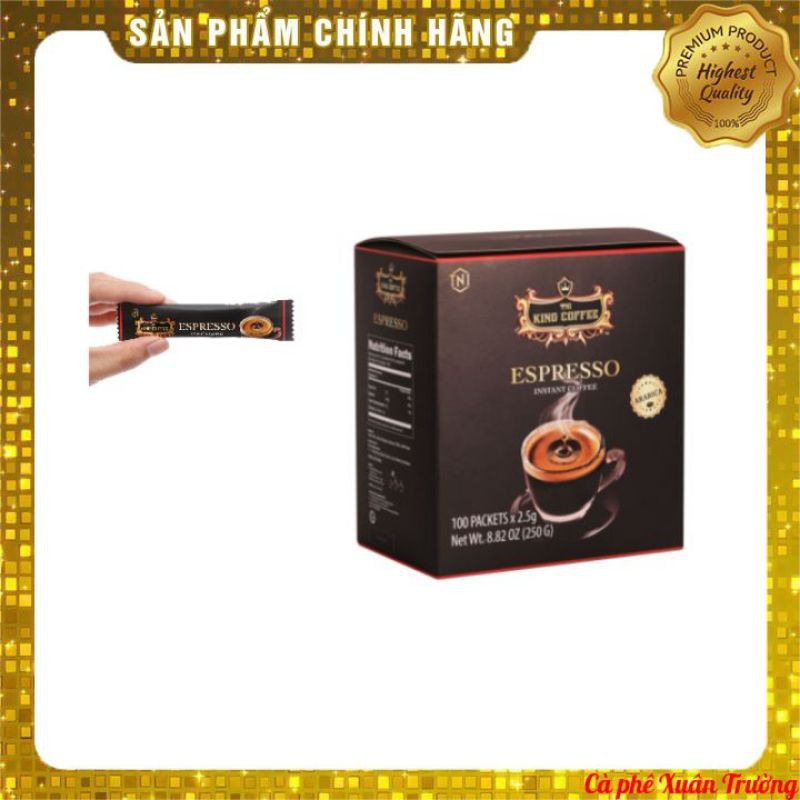 [Cà Phê Giá Sỉ Date New] Cà Phê Đen Hòa Tan KING COFFEE ESPRESSO (Hộp 100 gói x 2.5g) | BigBuy360 - bigbuy360.vn