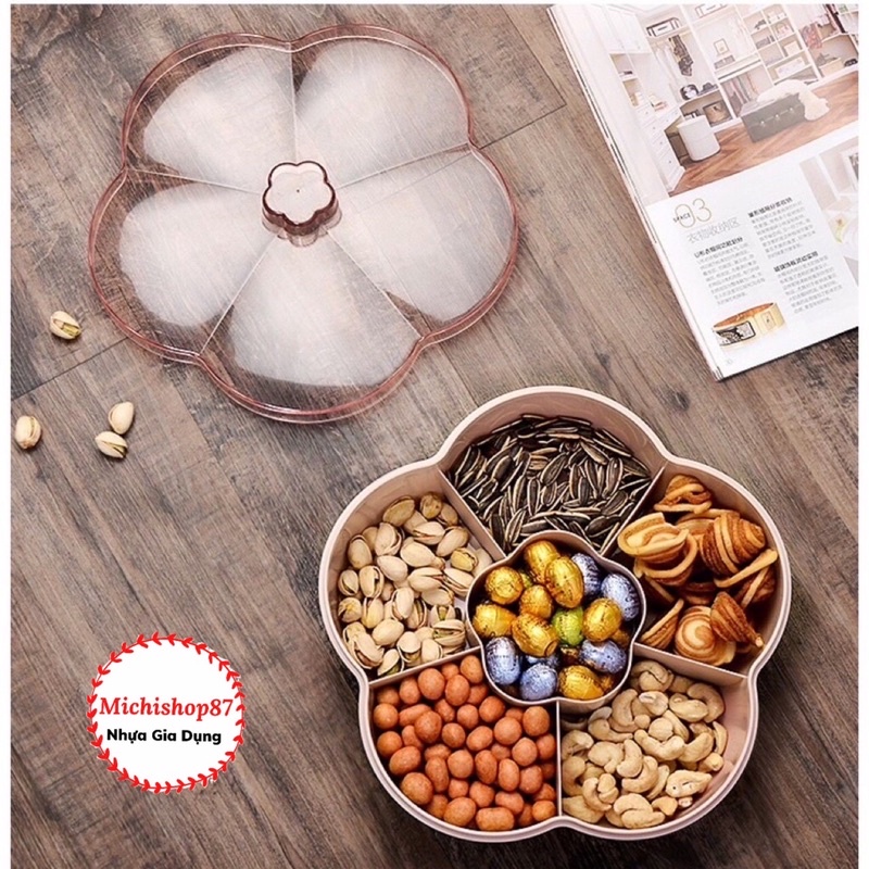 Hộp Đựng Mứt, Bánh Kẹo Tết, Khay Đựng Mứt Hình Bông Hoa/ Tròn/ Vuông Haru Inochi Cao Cấp