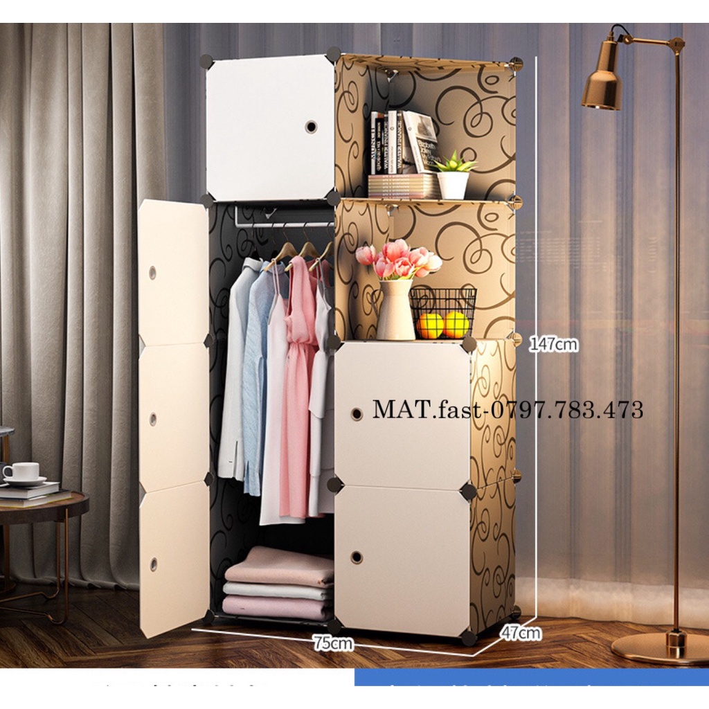 [ TẶNG CHỐT] TỦ NHỰA LẮP GHÉP THÔNG MINH 8 Ô sâu 47 TẶNG THANH TREO