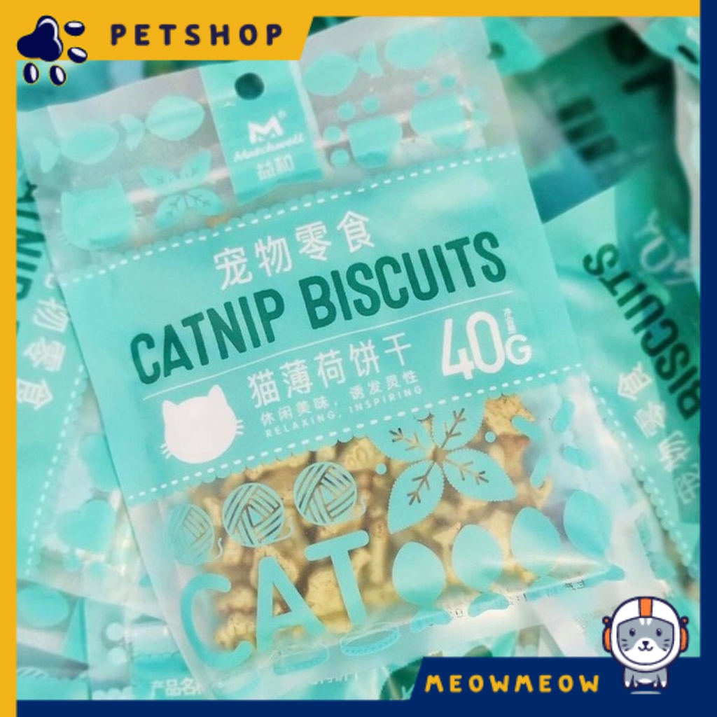 Bánh thưởng CATNIP BISCUITS tiêu lông, sạch răng cho mèo | Túi 40g.