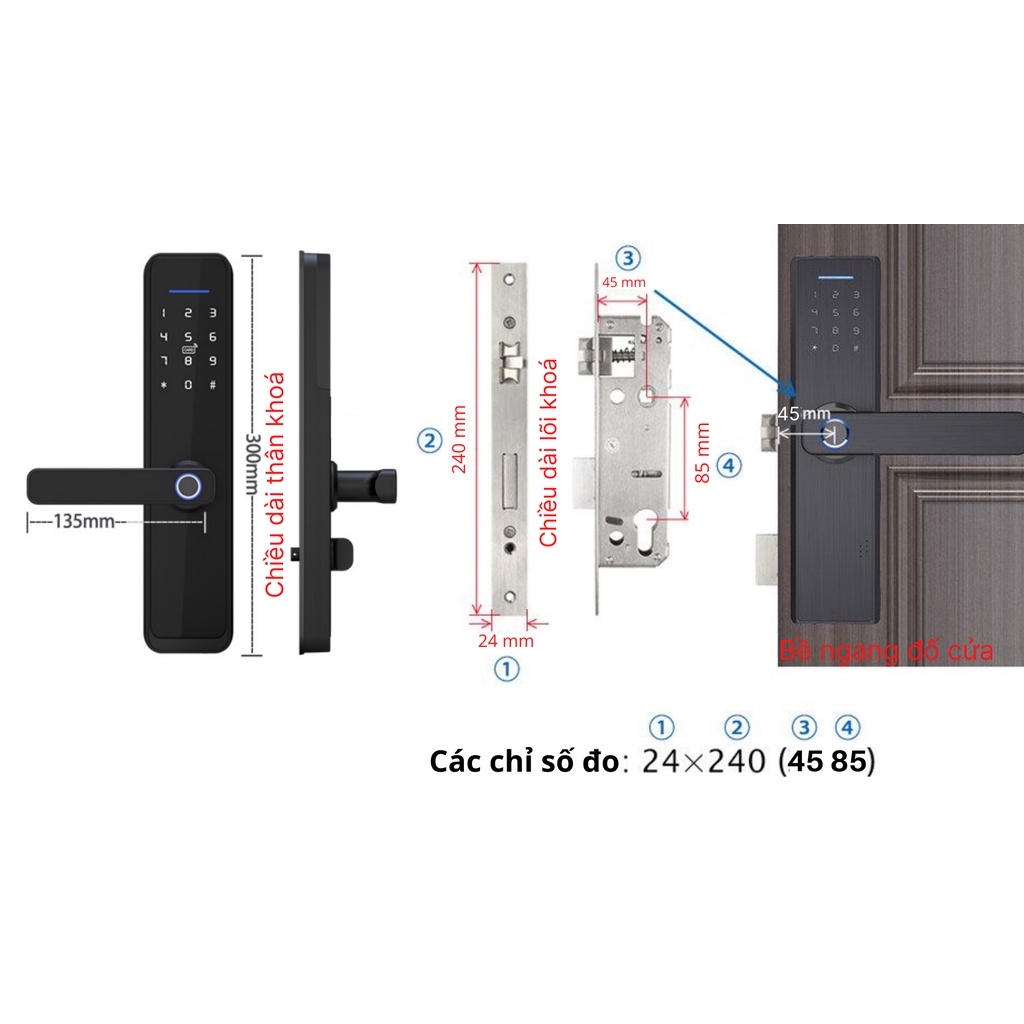 Khóa cửa thông minh Tuya kết nối Wifi mở khóa bằng Vân tay, mật mã, thẻ từ, chìa cơ và app, iohome X1, X2, X5, X3-plus