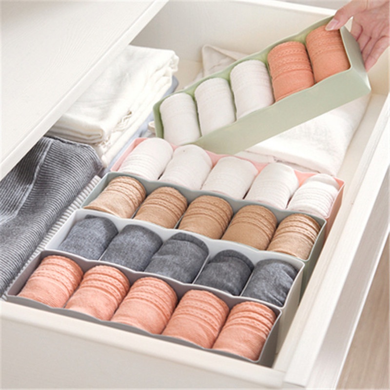 5 Grids socks storage box, panty storage plastic container, panty socks sorting storage Artifact, wardrobe storage