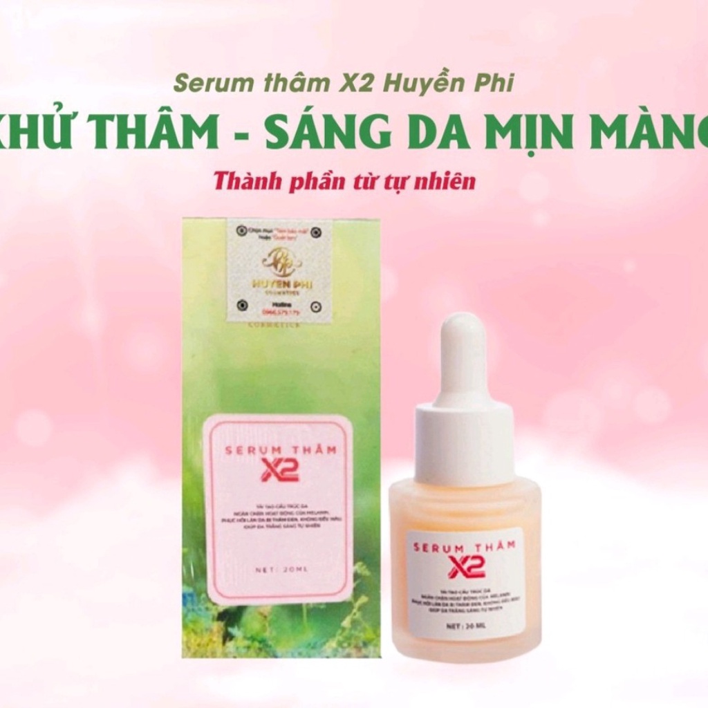 Serum khử thâm X2 Huyền Phi 20ml tác dụng khử thâm hiệu quả nách, bẹn, đầu gối, body giúp da trắng sáng tự nhiên