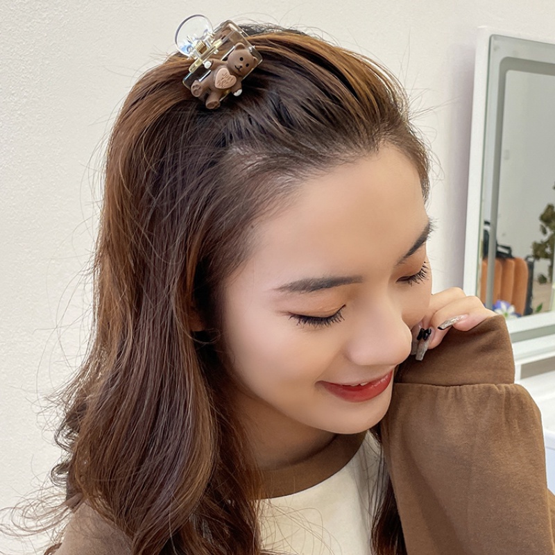 Kẹp Tóc Hình Trái Tim / Gấu Bằng Acrylic Dễ Thương Xinh Xắn