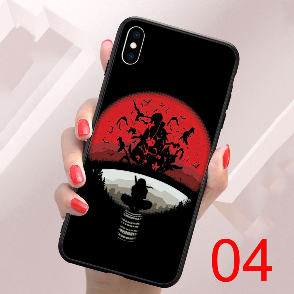 Ốp điện thoại đen mềm in hình nhân vật Itachi trong Naruto cho iPhone 6 6S 7 8 PLUS X XS MAX XR 5 5S SE