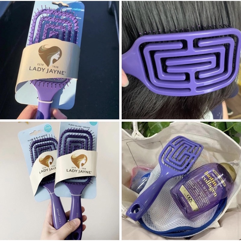 Lược gỡ rối tóc cho bé và người lớn chống tóc gãy rụng xơ chẻ - Detangling brush LADY JAYNE (Số 1 ở Úc)huh