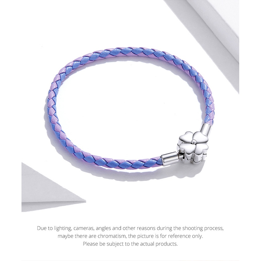 Vòng Đeo Tay Bamoer SCB214-17 Bằng Bạc 925 Màu Tím Với Mặt Vòng Có Thể Điều Chỉnh Trang Sức Thời Trang Cho Nữ