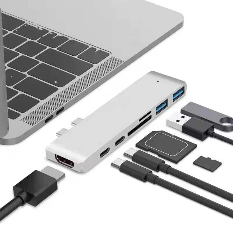 Đầu Đọc Thẻ Nhớ 2 Cổng Type-c Usb C Sang Hdmi Kèm Khe Đọc Thẻ Nhớ Tf Sd