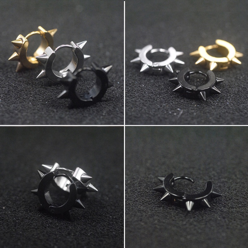 Khuyên tai hình đinh tán kẹp vành tai phong cách punk đường phố cá tính chất liệu thép titan độc đáo sáng tạo