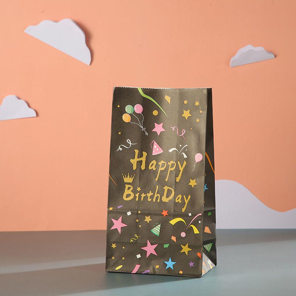 Set 10 Túi Giấy Đựng Bánh Kẹo In Chữ Happy Birthday