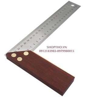Thước vuông góc chữ L 25cm - chuôi bọc gỗ