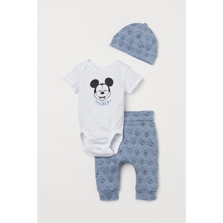 Set 3 chi tiết quần áo mũ mickey HM H&M sz 6-9m _ hàng chính hãng authentic
