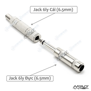 Jack 6 ly Cái (6.5mm) đuôi lò xo giá rẻ, dùng hàn dây tín hiệu âm thanh 6 ly nối dài (TRS 1/4 inch female). J-6