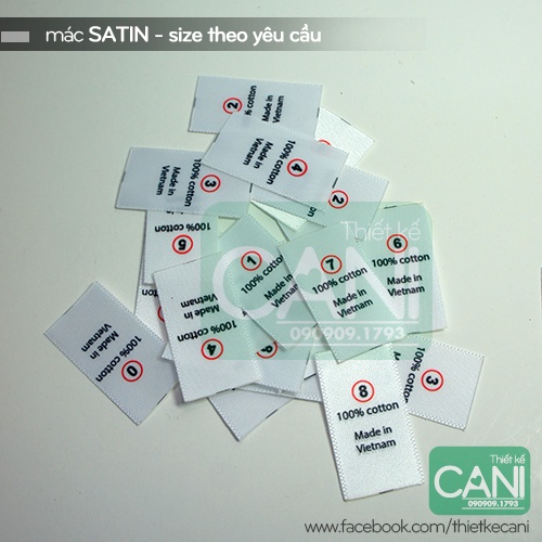 Mác Size cotton Mác size satin - Hàng có sẵn hoac in theo yêu cầu
