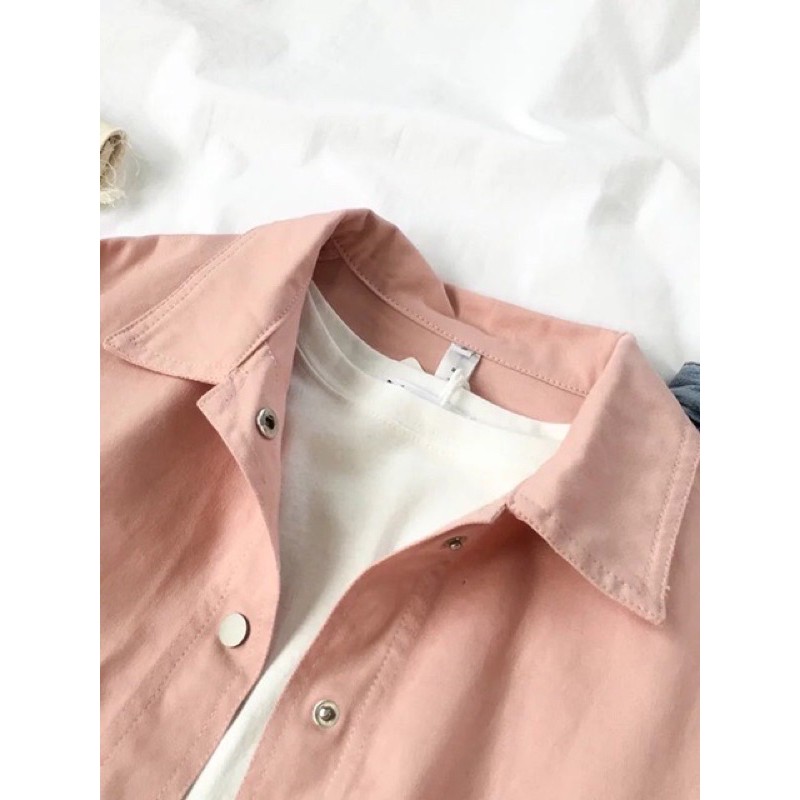 Áo khoác jean kaki hồng