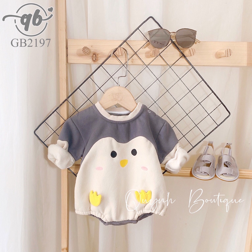 Bodysuit trẻ em Quỳnh Boutique Mẫu body chip họa tiết chim cánh cụt cho bé yêu